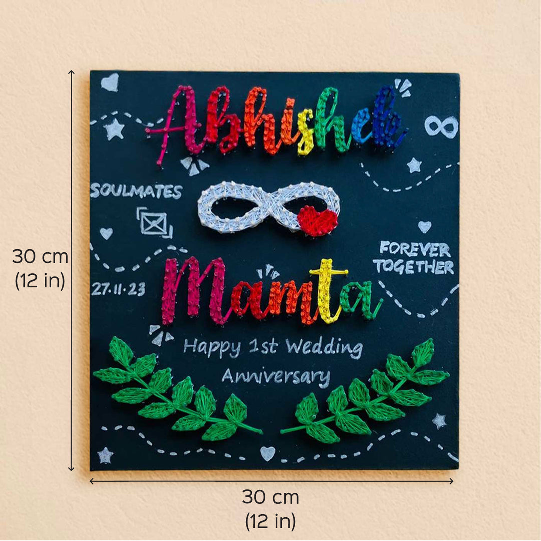 Personalized String Art Infinity Theme Mdf Wood Name Plate For Kids