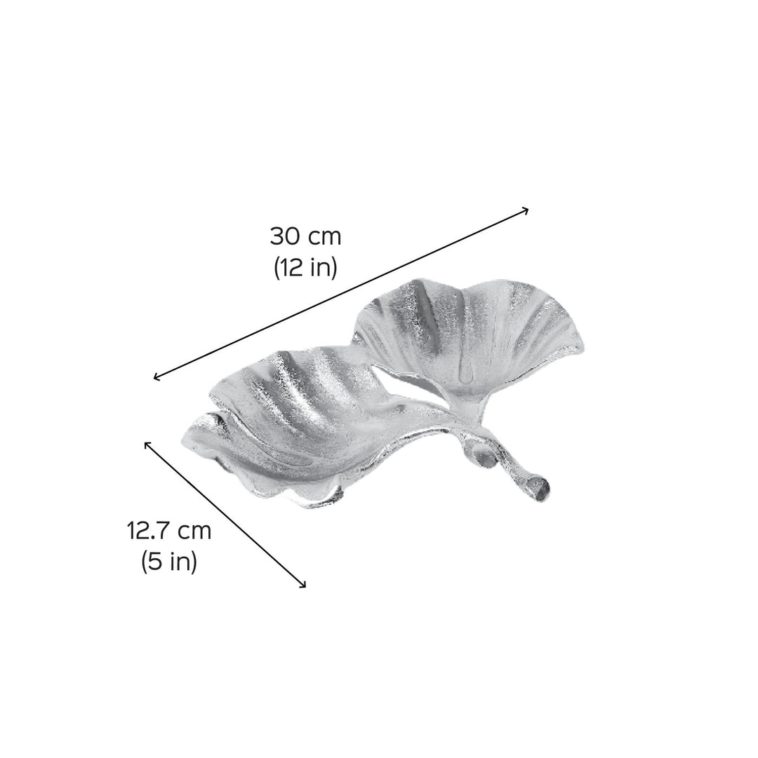 Handmade Double Leaf Shaped Aluminium Platter