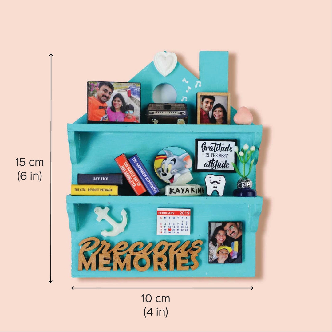 Personalized Handmade Teal House Shaped Miniature Magnet