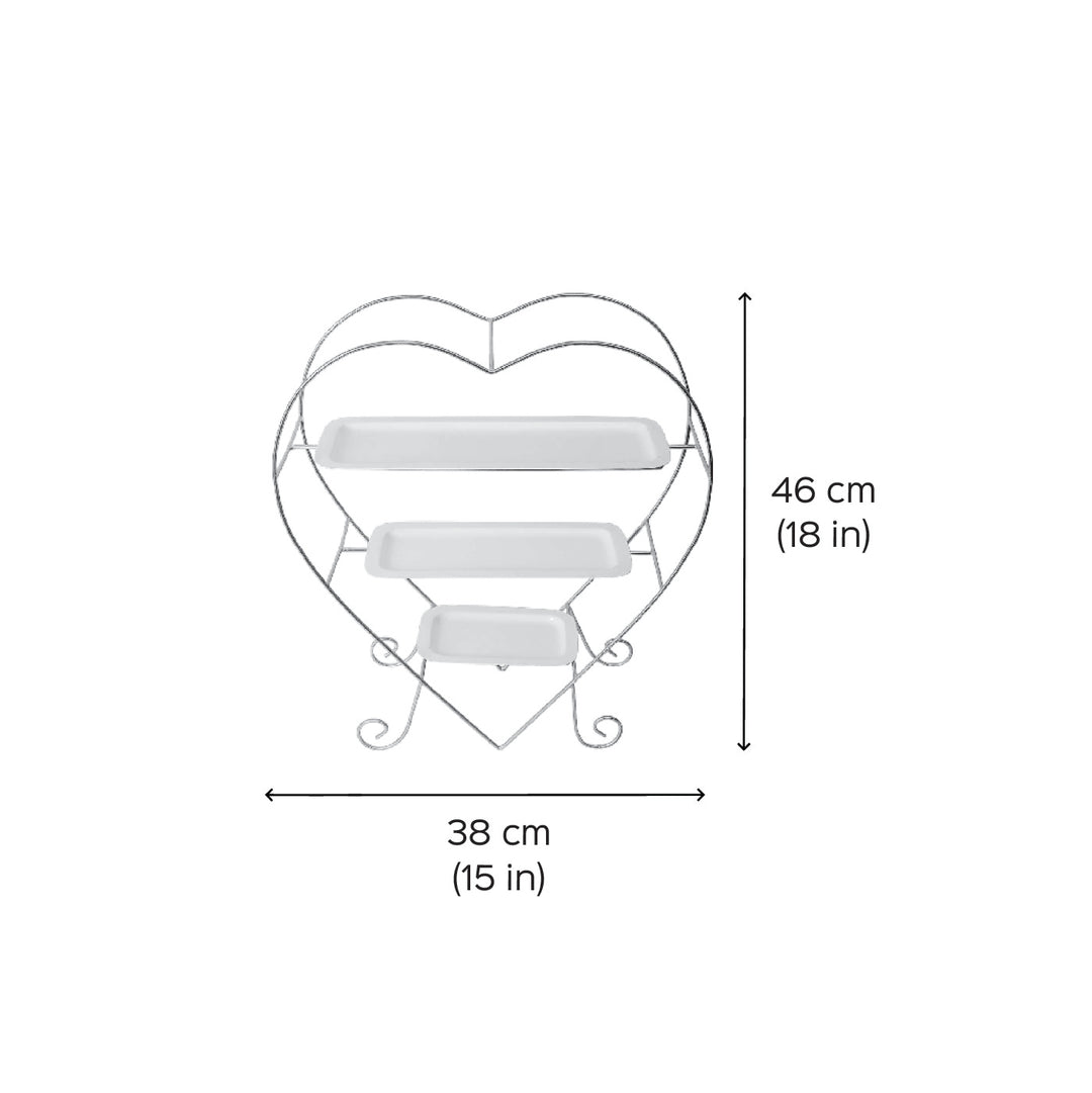 Handmade Heart Shape Gold & White Tiered Platter