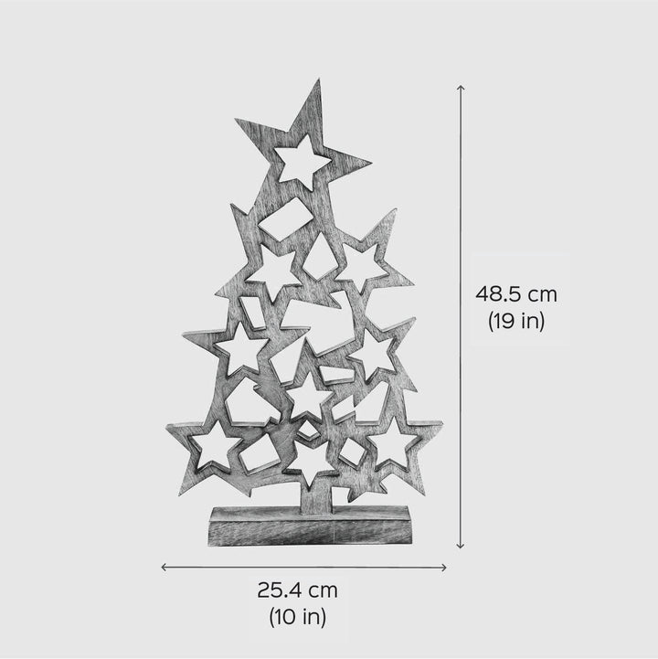 Handmade Star Tree Mango Wood Table Decor For Christmas Decoration