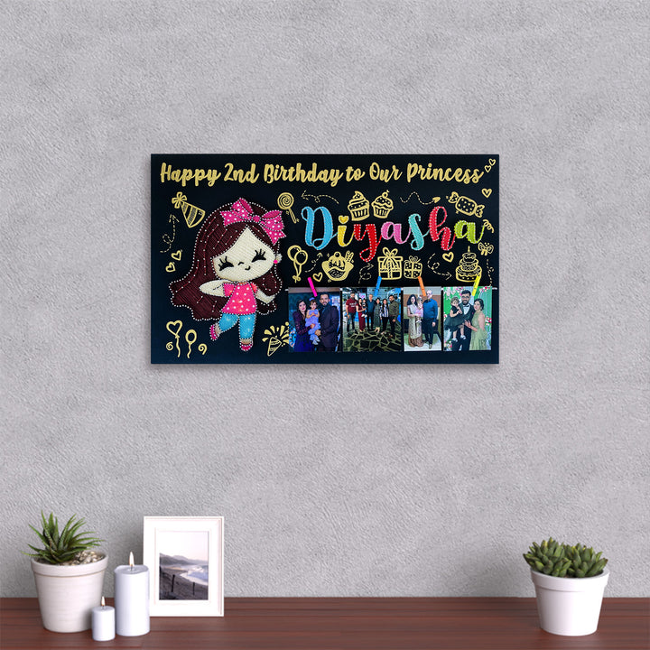 String Art Kids Birthday Theme Personalized Nameplate