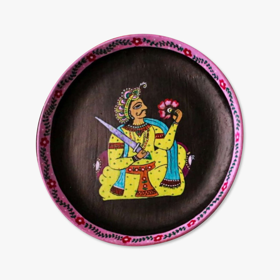 Handpainted Wooden Wall Plate With Jaipur Artwork - Set Of 2