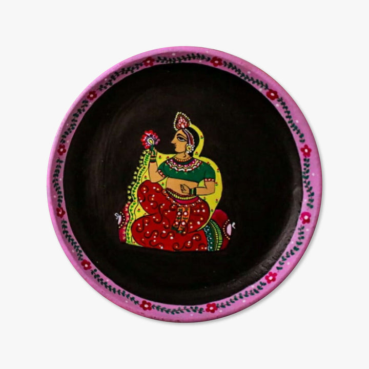 Handpainted Wooden Wall Plate With Jaipur Artwork - Set Of 2