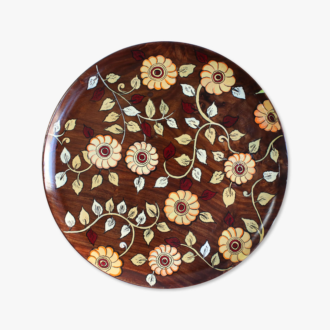 Handpainted Wooden Wall Plate With Kalamkari Artwork