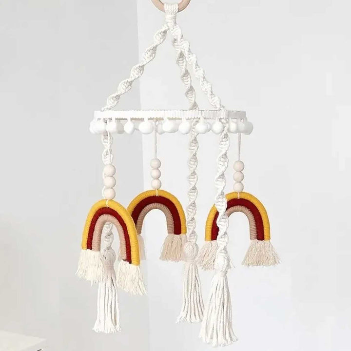 Handmade Rainbow Macrame Felt Cot Mobile For Newborns