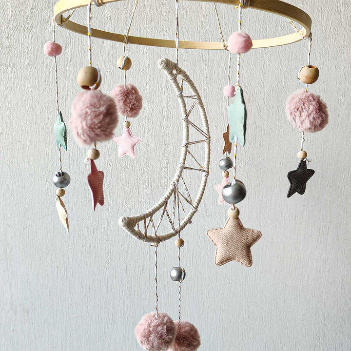 Handmade Starry Moon Felt Cot Mobile For Newborns