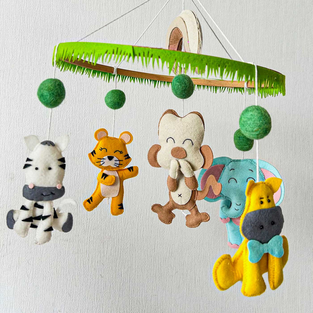 Handmade Zoo Crew Felt Cot Mobile For Newborns