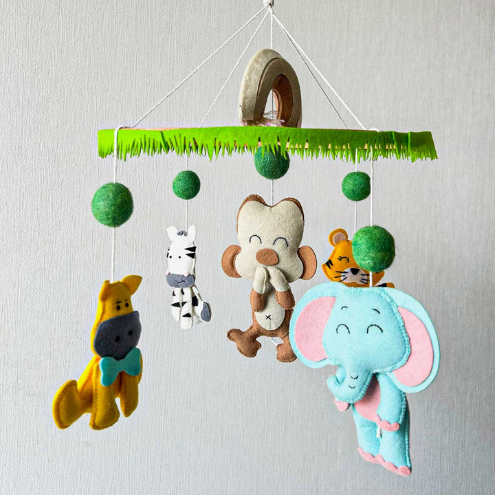 Handmade Zoo Crew Felt Cot Mobile For Newborns