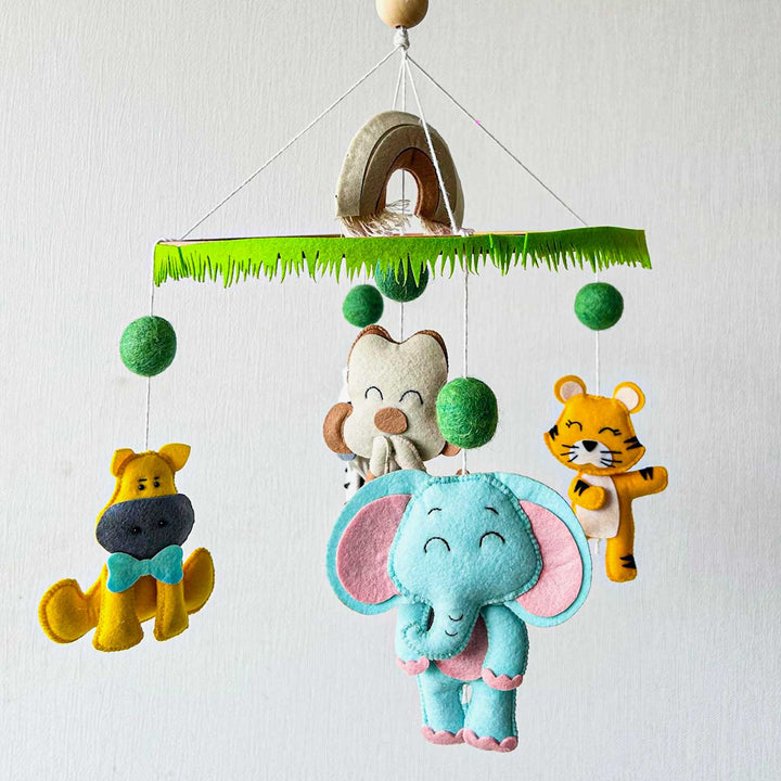 Handmade Zoo Crew Felt Cot Mobile For Newborns