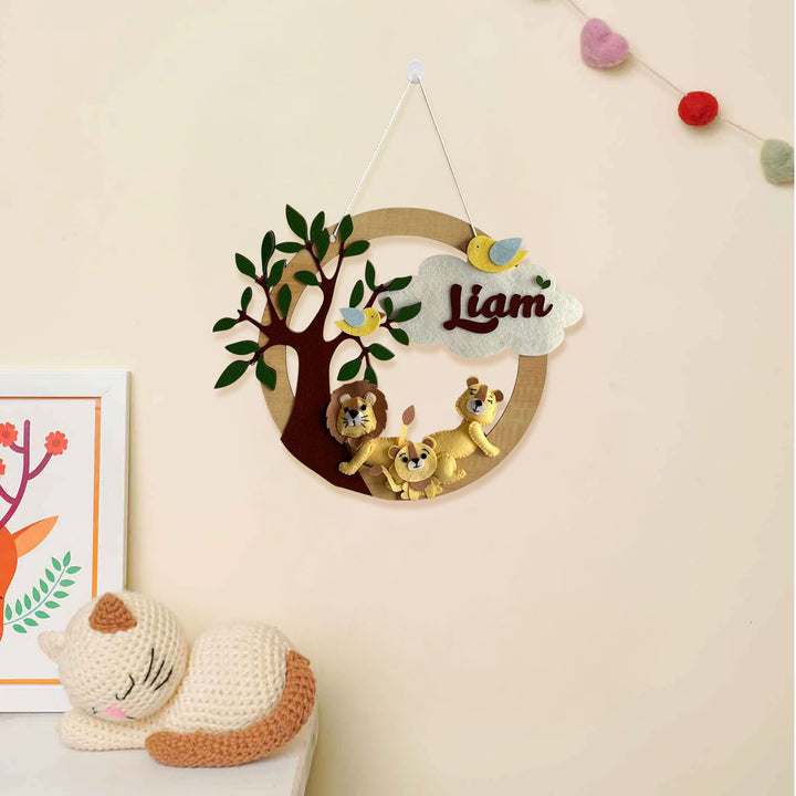 Personalized Little Lions' Den Theme Felt Kids Name Plate