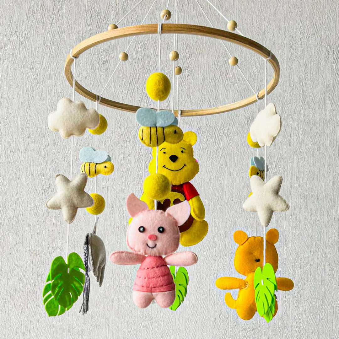 Personalized Handmade Winnie And Friends Felt Cot Mobile For Newborns