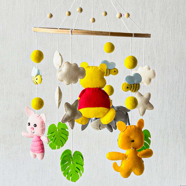 Personalized Handmade Winnie And Friends Felt Cot Mobile For Newborns