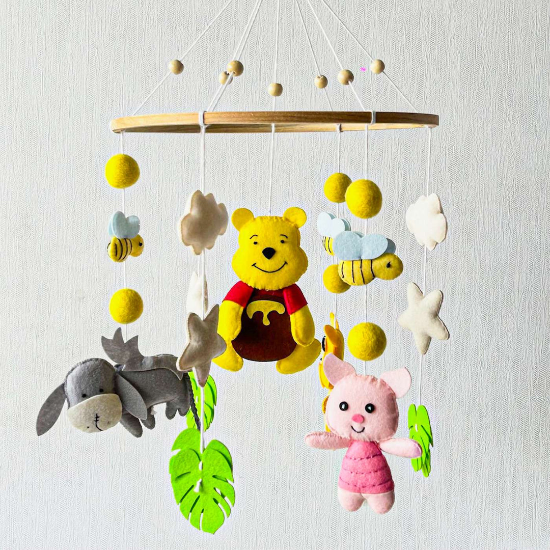 Personalized Handmade Winnie And Friends Felt Cot Mobile For Newborns