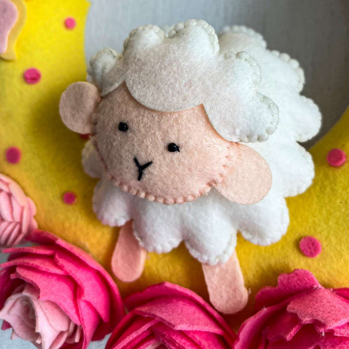 Personalized Daisy Sheep Theme Felt Kids Name Plate