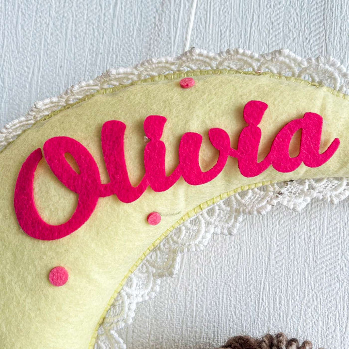 Personalized Fairy Blossom Theme Felt Kids Name Plate