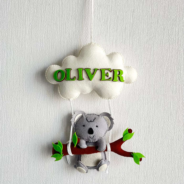 Personalized Koala'S Cling Theme Felt Kids Name Plate