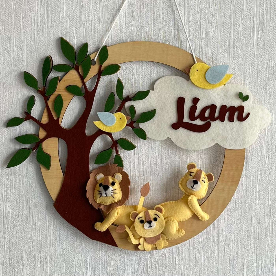 Personalized Little Lions' Den Theme Felt Kids Name Plate