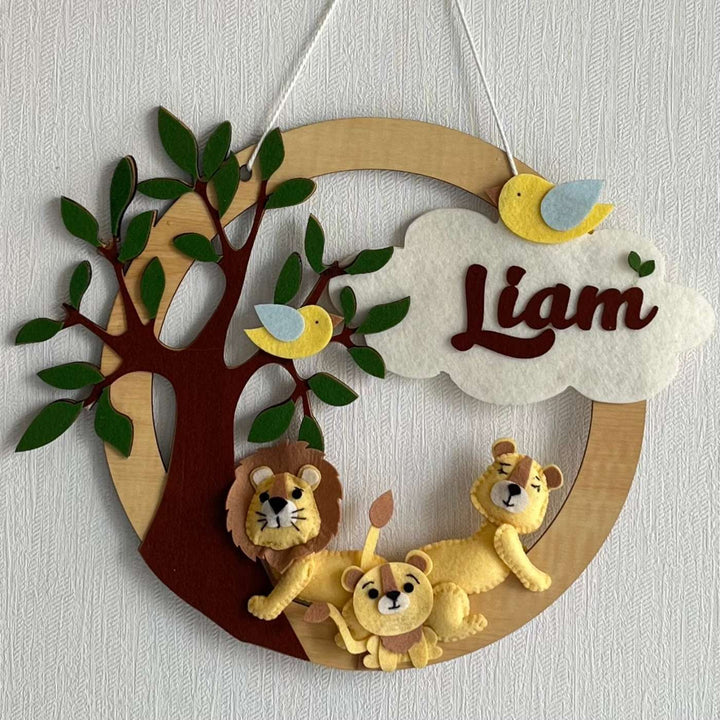 Personalized Little Lions' Den Theme Felt Kids Name Plate