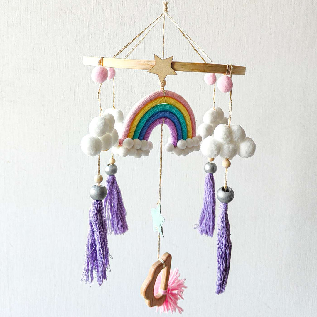 Handmade Rainbow Dreams Felt Cot Mobile For Newborns