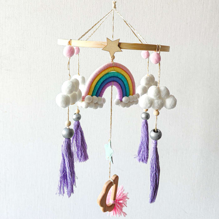 Handmade Rainbow Dreams Felt Cot Mobile For Newborns