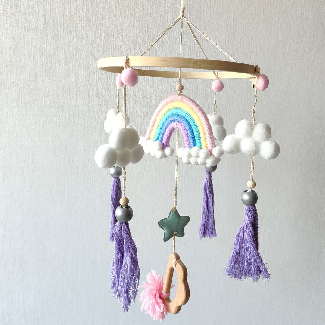 Handmade Rainbow Dreams Felt Cot Mobile For Newborns