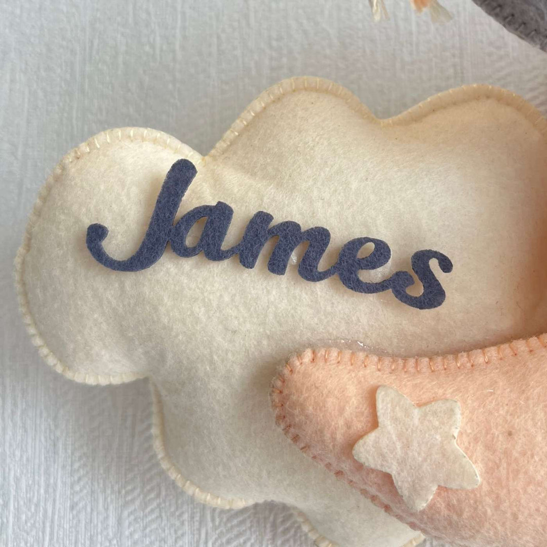 Personalized Moonlit Jumbo Theme Felt Kids Name Plate