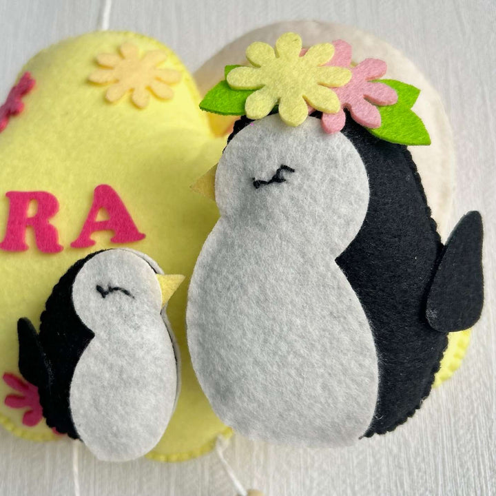 Personalized Penguin Duet Theme Felt Kids Name Plate