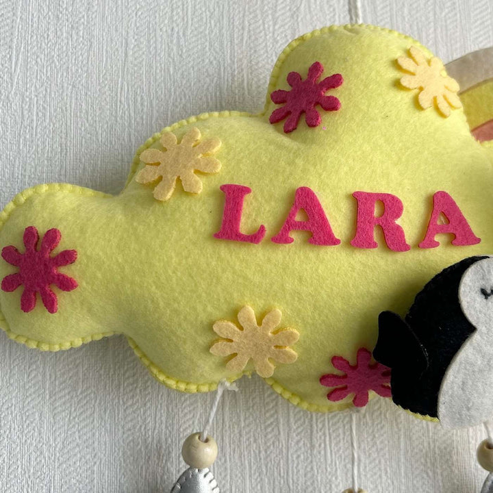 Personalized Penguin Duet Theme Felt Kids Name Plate