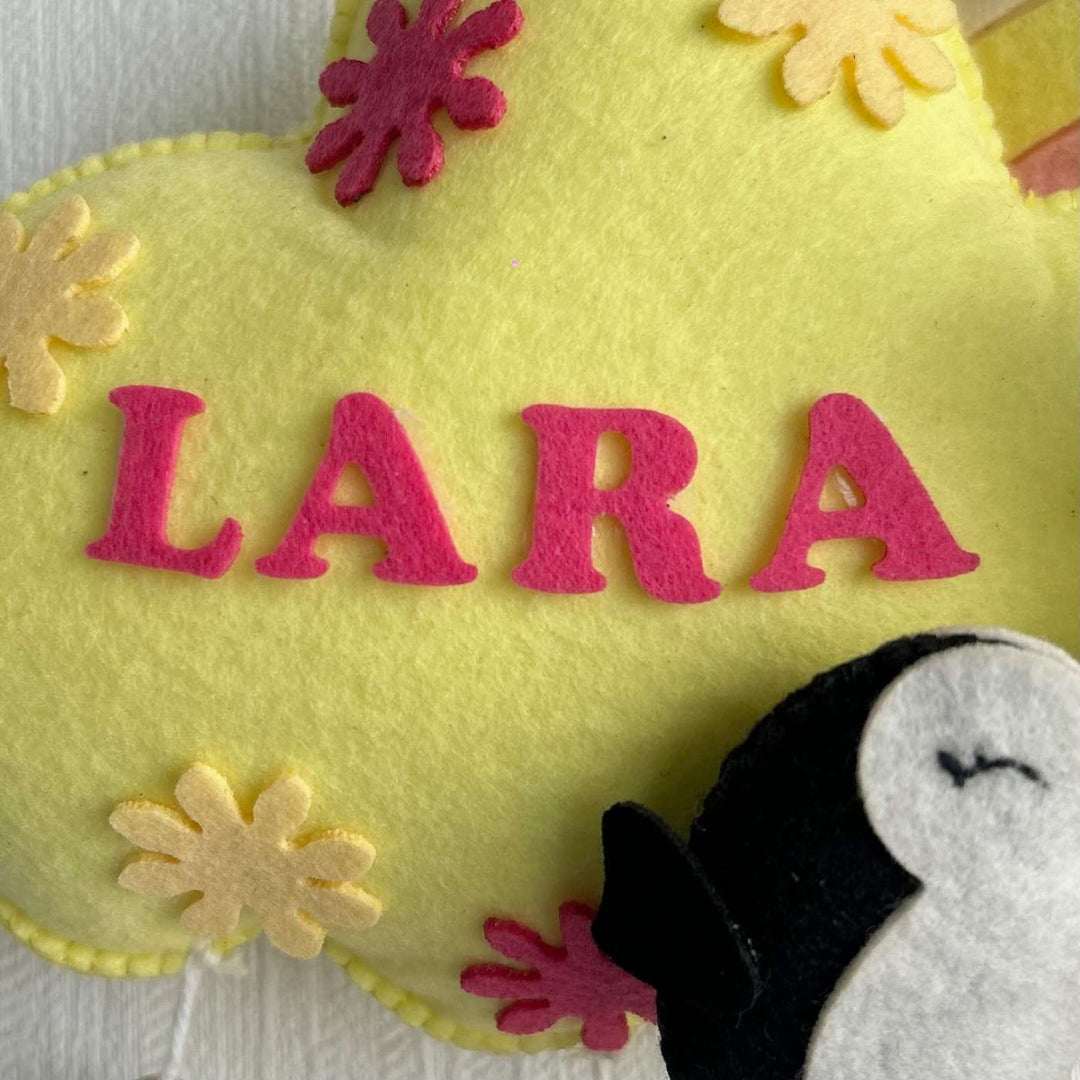 Personalized Penguin Duet Theme Felt Kids Name Plate