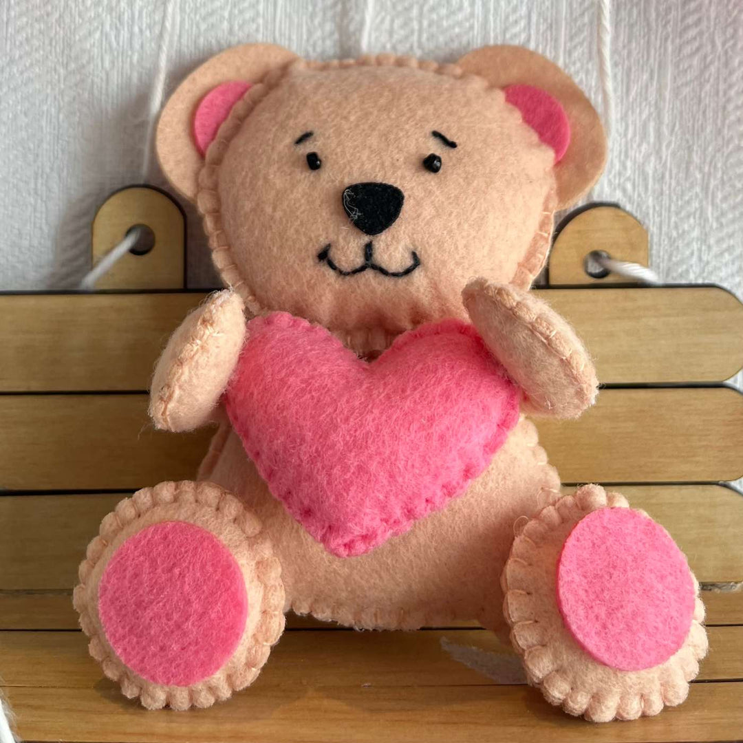 Personalized Pink Teddy On A Swing Theme Felt Kids Name Plate