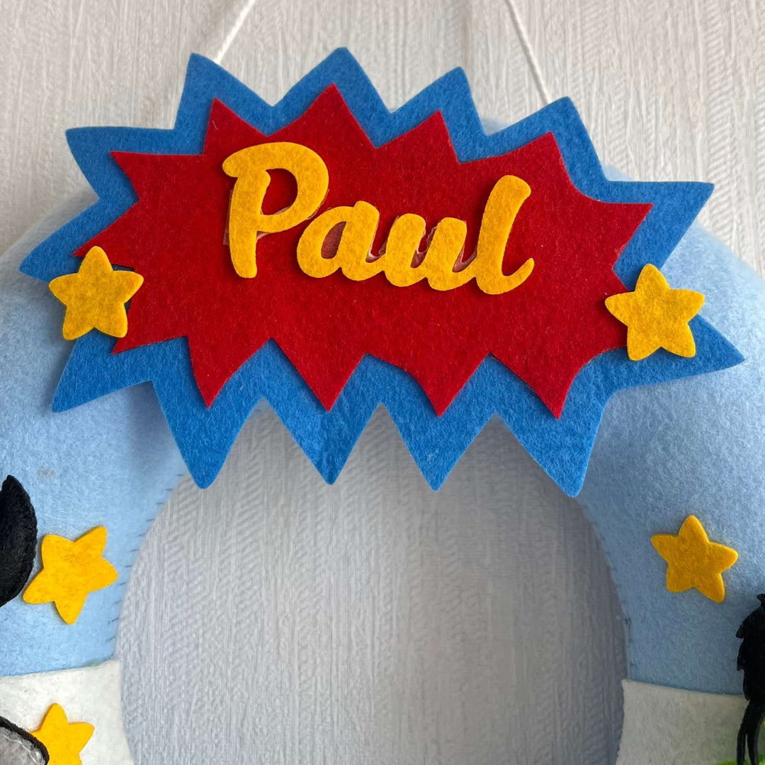 Personalized Superheroes Assemble Theme Felt Kids Name Plate