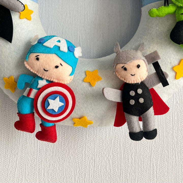 Personalized Superheroes Assemble Theme Felt Kids Name Plate