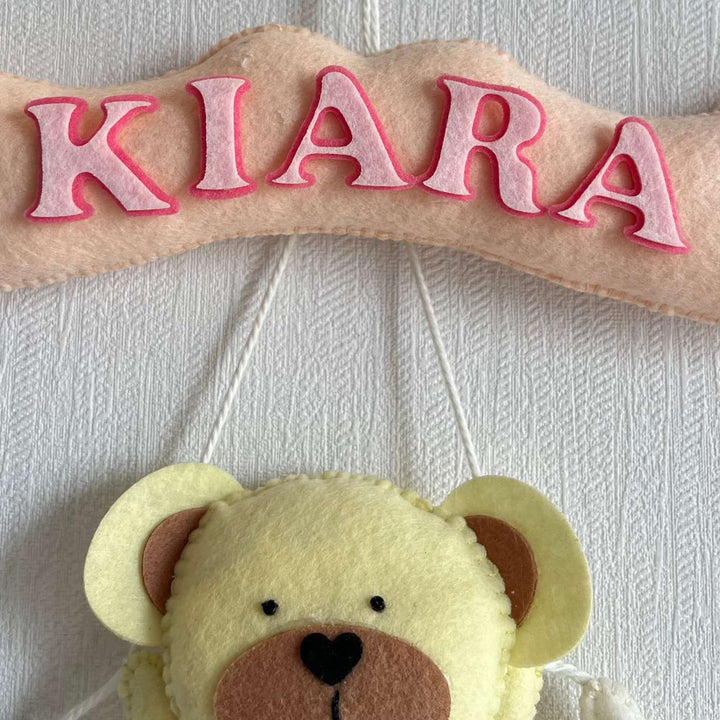 Personalized Teddy'S Moon Magic Theme Felt Kids Name Plate