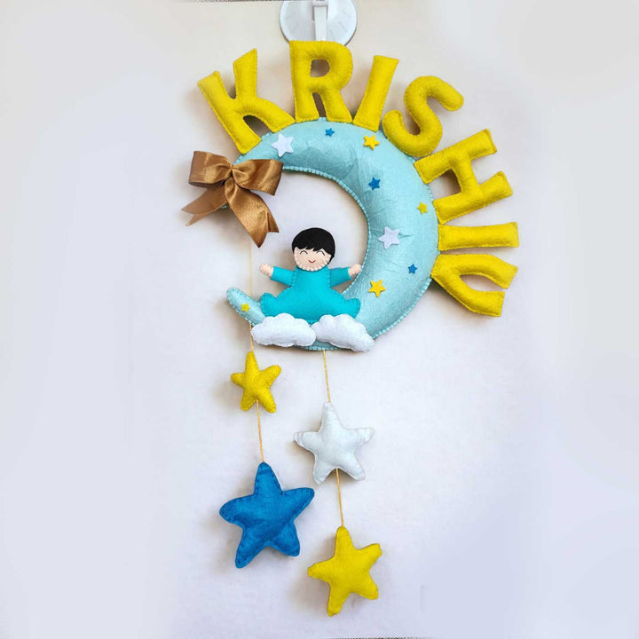 Personalized Handmade Baby Moon Felt Name Plate