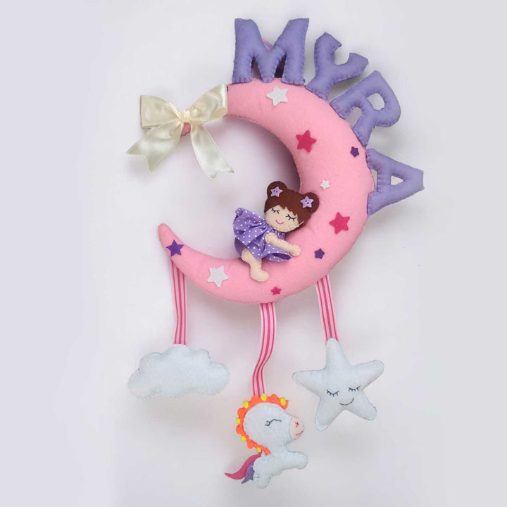 Personalized Handmade Baby Moon Felt Name Plate