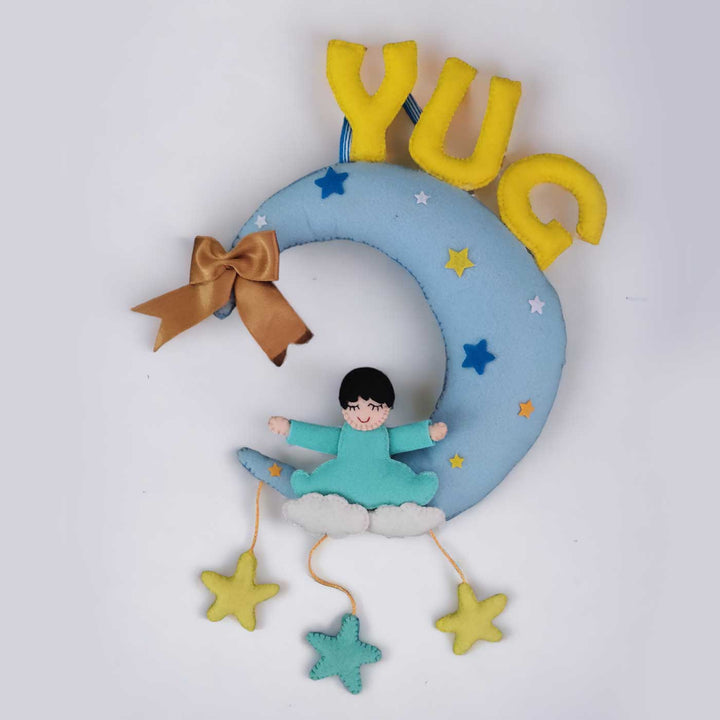 Personalized Handmade Baby Moon Felt Name Plate