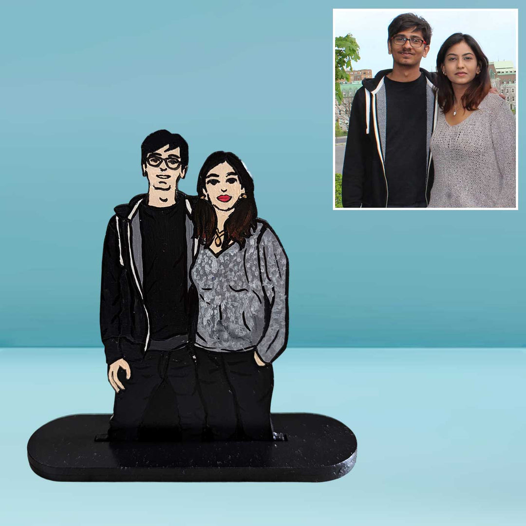 Photo Personalized Hand-painted Caricature Cutout With Stand | Rakhi Gift  With Chocolates & Roli Chawal | Set of 3