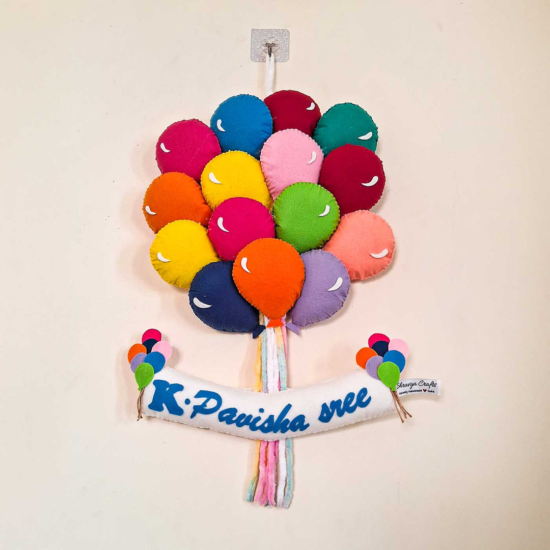 Personalized Balloon Themed Felt Kids Name Plate For Kids