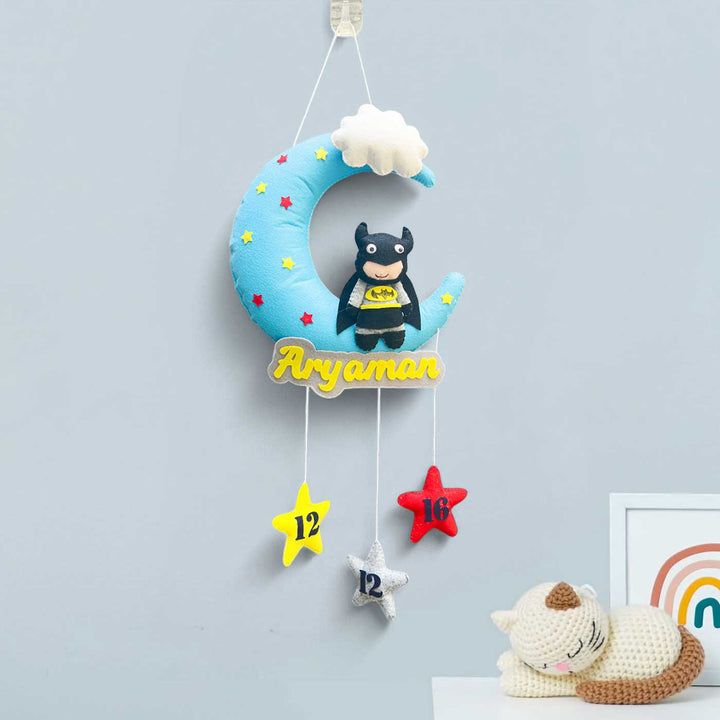 Personalized Batman On Moon Theme Felt Kids Name Plate