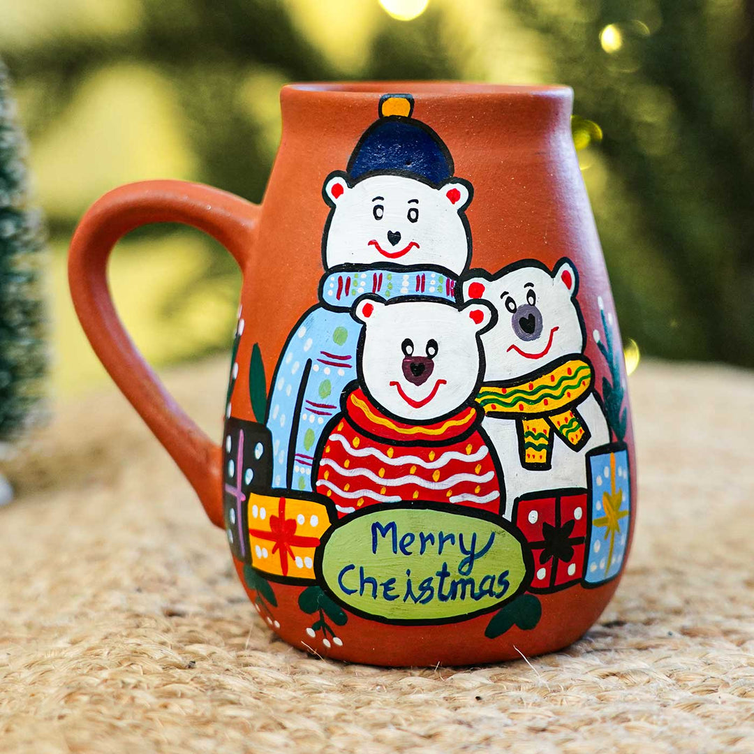 Hand-Painted Bear Terracotta Mugs | Secret Santa Gift Ideas