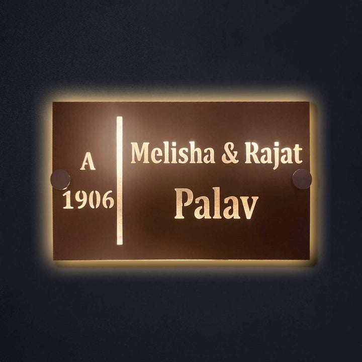 Personalized Waterproof Soft Gold Steel LED Name Plate