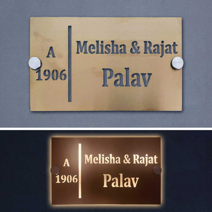 Personalized Waterproof Soft Gold Steel LED Name Plate