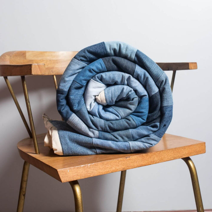 Handcrafted Upcycled Denim Single Bed Quilt