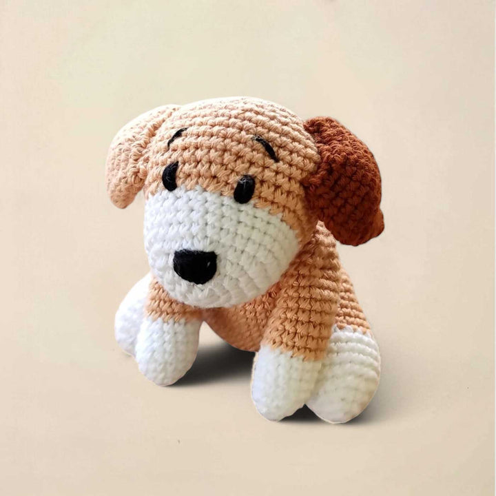 Handmade Crochet Beige Dog Cotton Doll