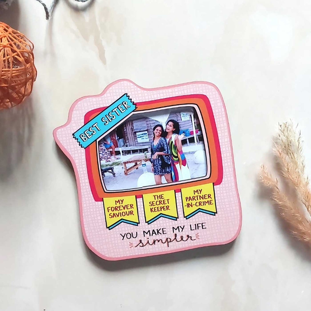 Handmade "Best Sister" Wooden Fridge Magnet