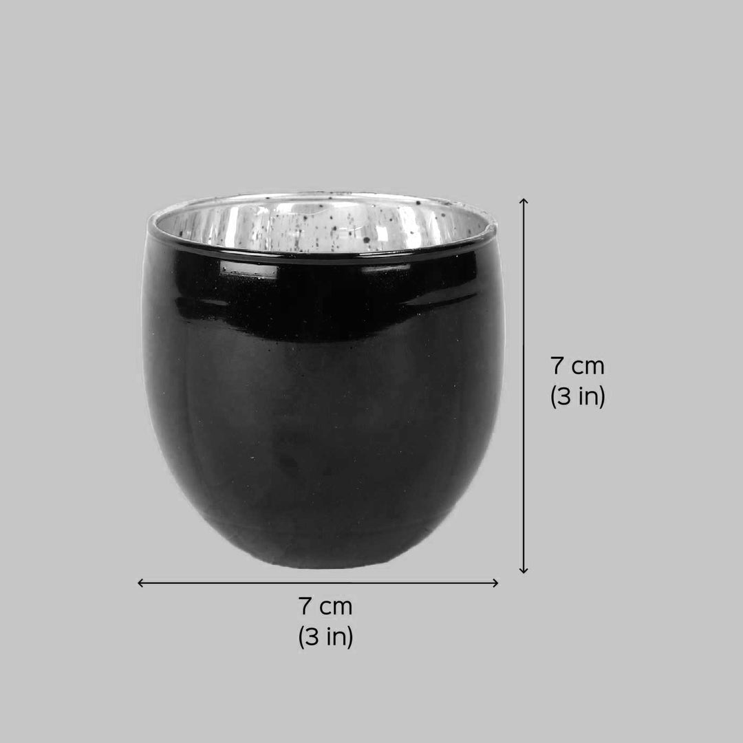 Handmade Black Votive Glass Tealight Holder | Set of 4