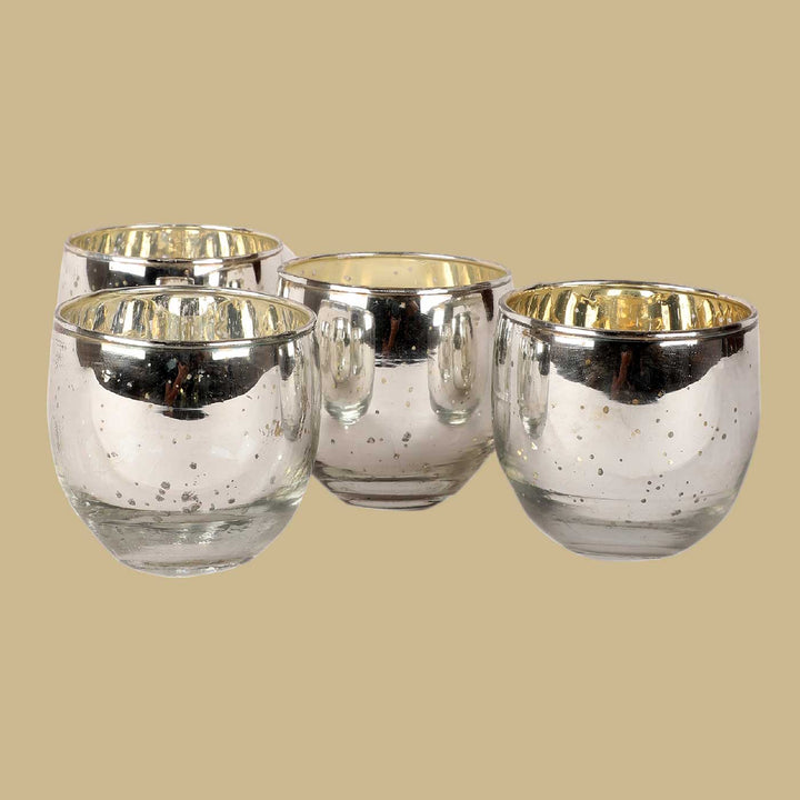 Handmade Silver Votive Glass Tealight Holder | Set of 4