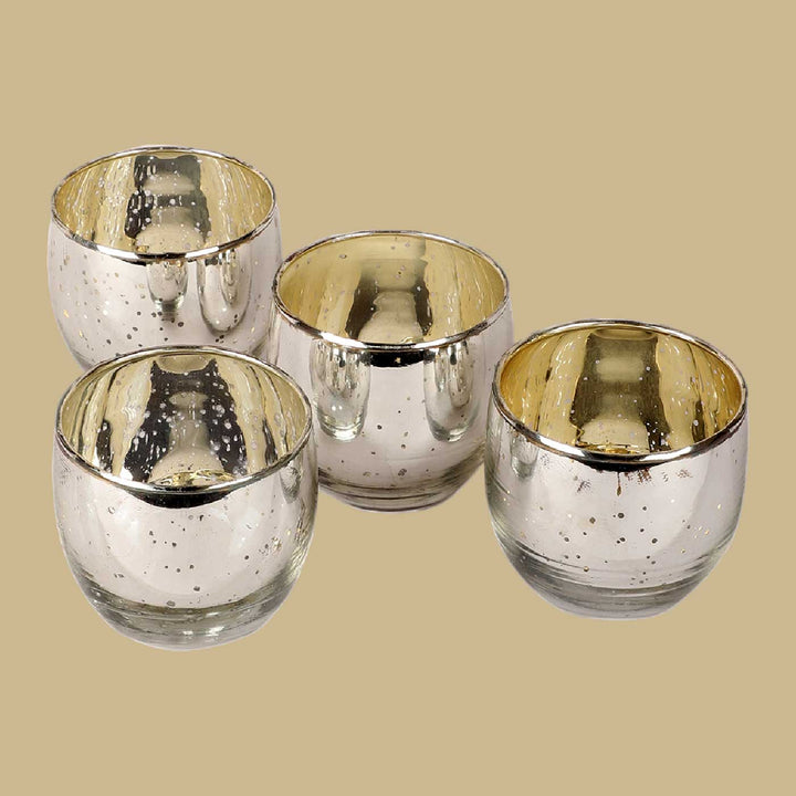 Handmade Silver Votive Glass Tealight Holder | Set of 4