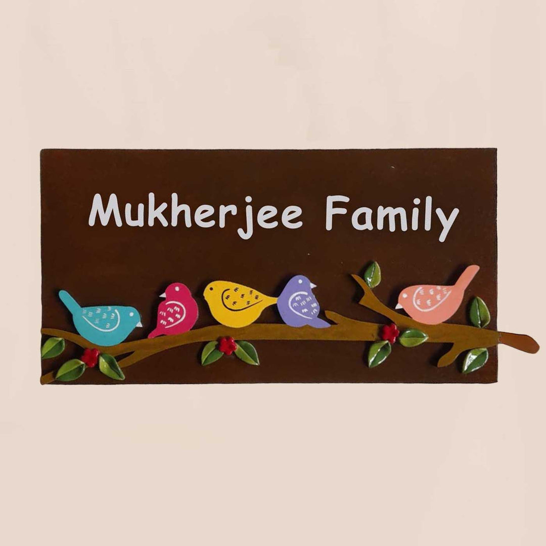 Personalized Handmade Birds On A Branch Rectangle Mdf Wood Name Plate